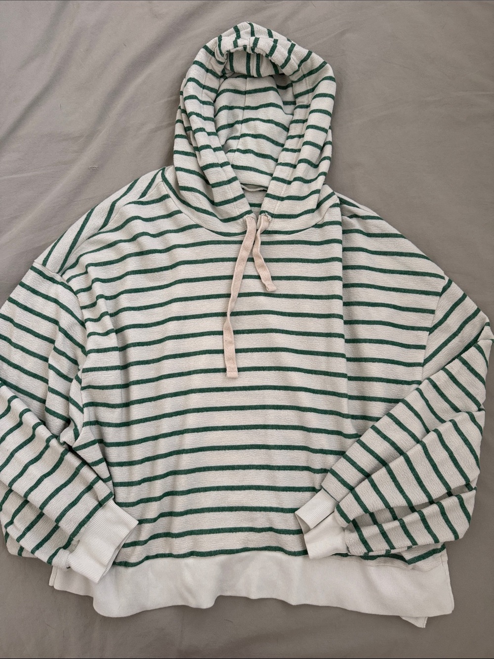 Electric & Rose Cream Hoodie with Green Stripes